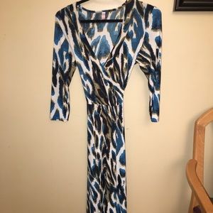 Blue leopard maxi dress
